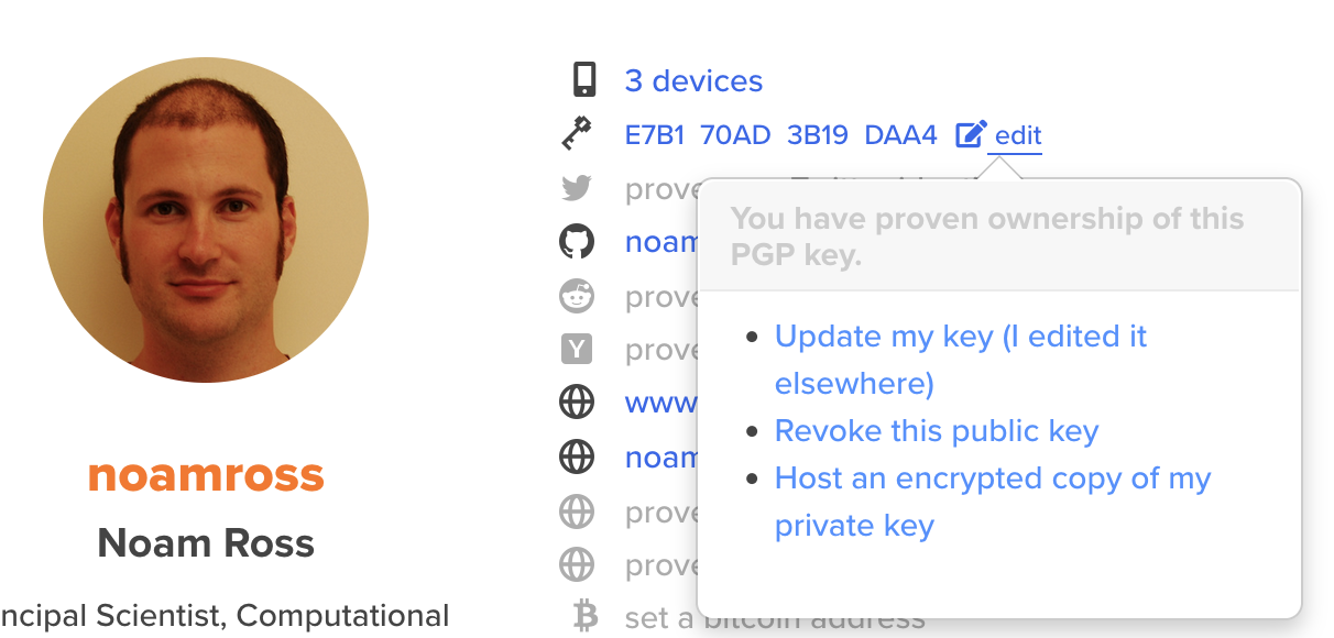 host private key on keybase